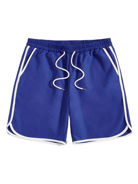 

romwe guys contrast binding shorts l7oh#, White;black