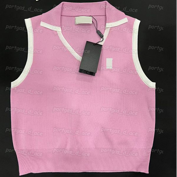 

womens knitted tanks letters brooch design lapel tank summer holiday fashion sleeveless knits, White