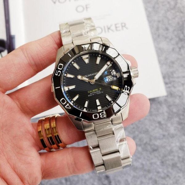 

new high-end men's mechanical watch selling business style waterproof boutique steel watchband sapphire surface, Slivery;brown