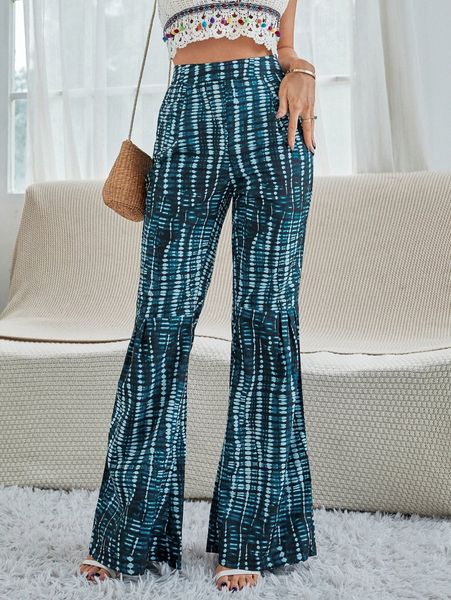 

tie dye flare leg pants o1sj#, Black;white