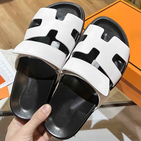 

designer womens sandals leather slippers beach classic flats summer roman classic casual low heel solid slides black white brown 35-45 with