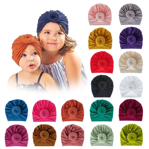 Детский тюрбан Bonnet Soild Color Cotton Top Top Unner Hijab African Twist Headwrap Girls Board