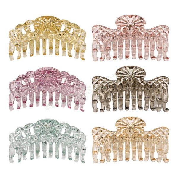 

women crystal face bow-tie grab hair clamps large wave monster shaped solid color plastic hair claw clips korean female shower ponytail scru, Slivery;golden