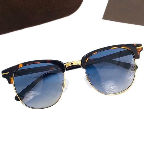 Neuankömmling, hochwertige Sonnenbrille mit Augenbrauenrahmen, UV400, Unisex, aus Italien importiert, reines Plankengestell, Metall, HD-Farbverlaufsgläser, komplette Verpackung