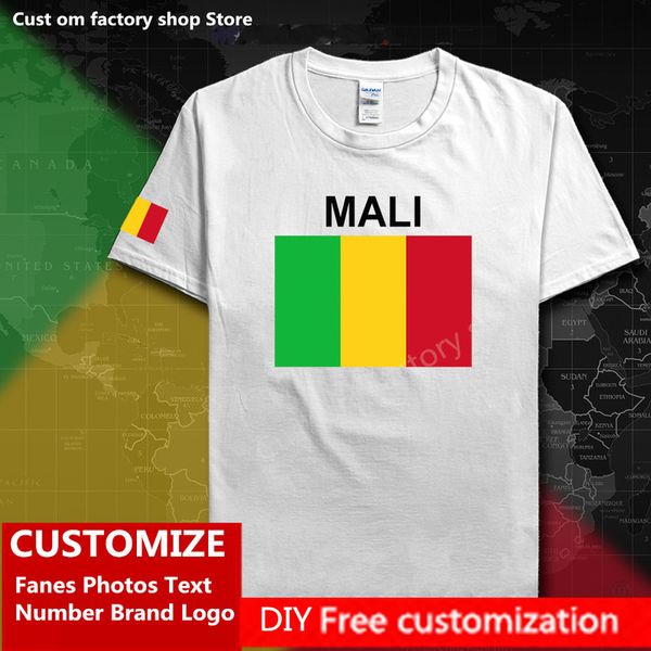 Mali Country Flag T Shirt Ücretsiz Özel Jersey DIY İsim Markası 100 Pamuk Tişörtleri Erkek Kadınlar Gevşek Tesim 220616