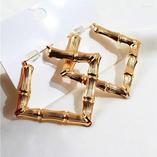 Hoop Huggie Hip Hop Gold Farbe Metall Große Quadratische Bambus Ohrringe Großen Kreis Joint Für Frauen Mode Schmuck Party GiftHoop Kirs22