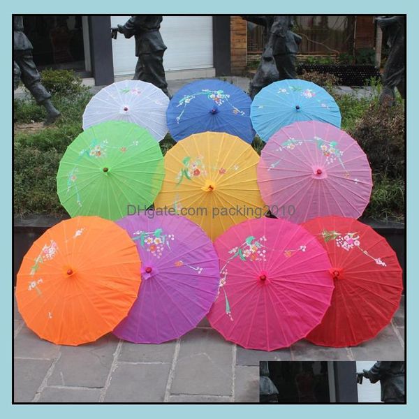 Regenschirme Haushaltsdiverses Hausgarten 50 teile / los Hochzeitsfeier Handbemalte Blumen Colorf Seidentuch Sonnenschirm Chinesisch Dh8Ye