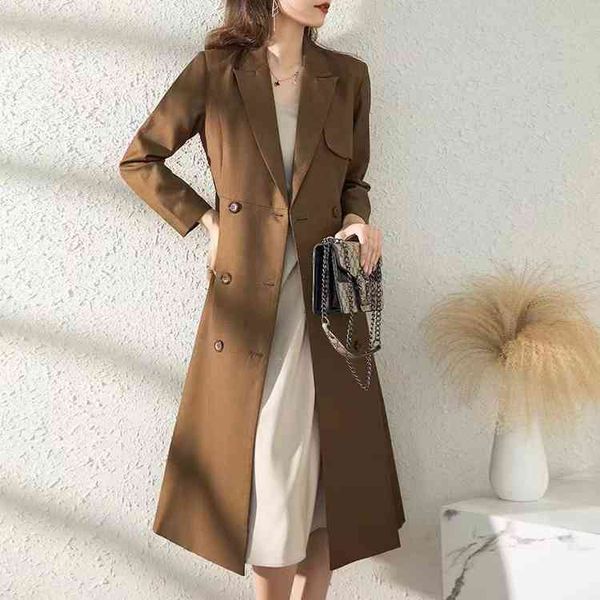 

casual dresses early spring mid length windbreaker lapel waist closed thin wool blend temperament coat dress, Black;gray