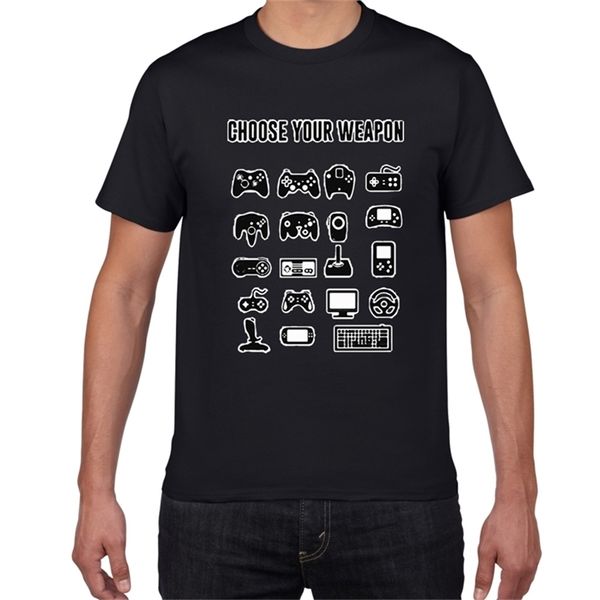 Escolha sua arma Gamer Novidade Videogames Jogos Sarcásticos Mens Engraçado Camiseta Jogo Fan Jogo Controlador Streetwear Homens Tshirt 220325