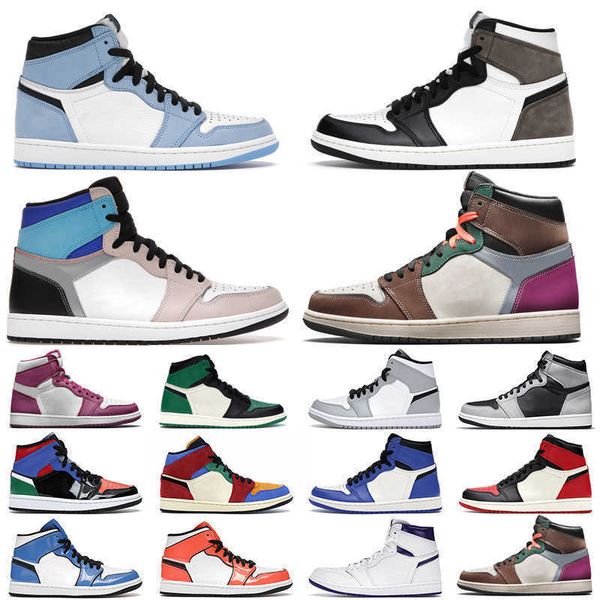 

mens 1s og basketball shoes 1 university blue dark mocha hyper royal twist hand crafted unc men women shoe sneaker, Black