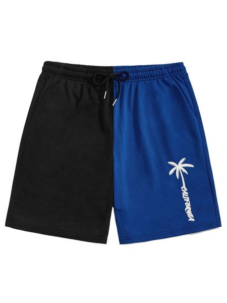 

romwe guys two tone letter graphic shorts b71i#, White;black