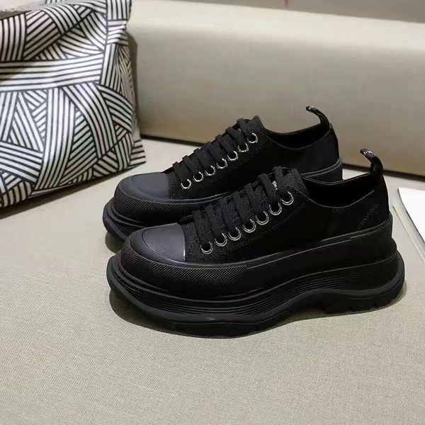 

casual shoes high mq canvas luxury winter autumn women men elevated thick soled lace up sneaker, Black