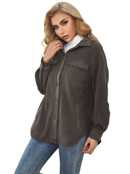 

kate kasin drop shoulder flap detail coat 87hm#, Black