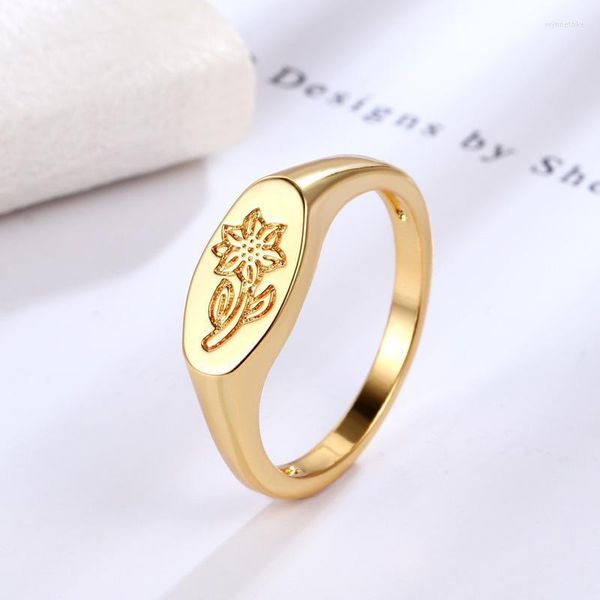 Fedi nuziali ZHOUYANG Chunky da donna 2022 Trend Vintage Gold Color Flower Ring Finger Accessori Regalo Gioielli all'ingrosso KAR256 Wynn22