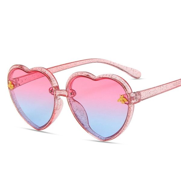 Модная бренда сердце детские солнцезащитные очки дети милый розовый мультфильм солнце
