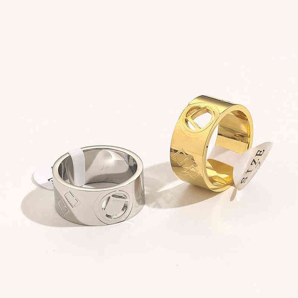 

fine titanium steel small fragrance hollowed out letter closed ring 2022 new stainless steel etched ring, Silver