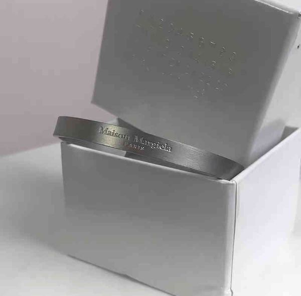 

pyc margiela style steel frosted reverse couple mm6 open simple bracelet 233333, Golden;silver