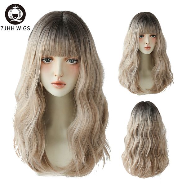 

lx brand wigs loose deep wavy omber brown black long synthetic wigs for girls daily wear hair with fluffy bangs four seasons usefactory dire