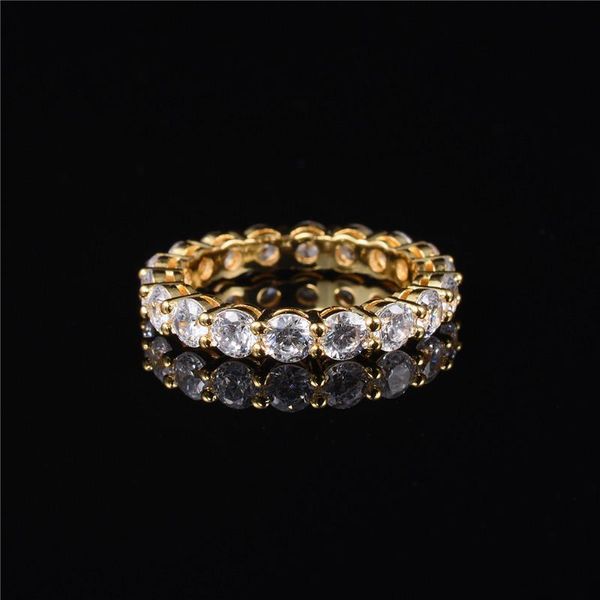 Cluster Rings Luxury 925 Sterling SILVER SETTING PAVE FULL ETERNITY BAND ENGAGEMENT WEDDING Per le donne DIAMANTI Gioielli in oro giallo 18 caratiCluster