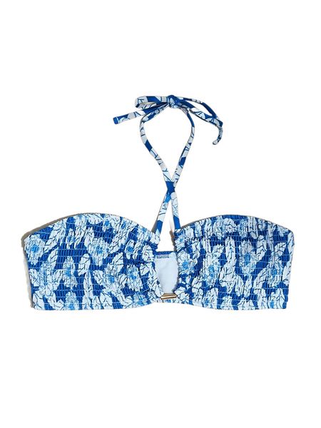 

random floral print smocked crisscross halter bikini h0xi#, White;black