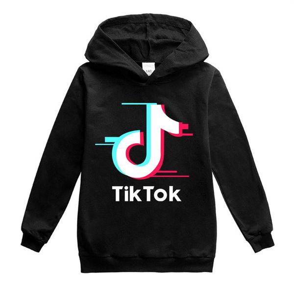 

kids tiktok boys casual loose clothes costume print tik tok sport for girl teen long sleeve sweatshirt hoodies281p, Black