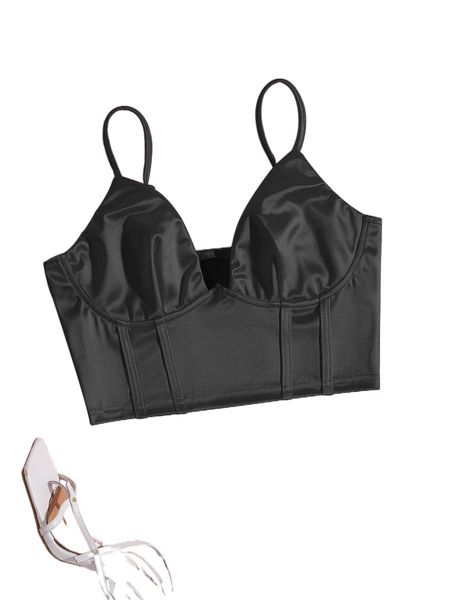 

solid bustier satin crop cami w0cy#, White