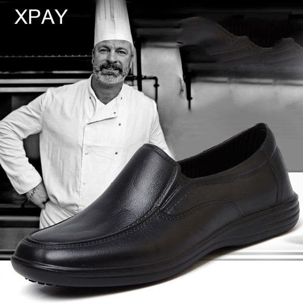 Chef preto sapatos homens Skid-àprovado Único Sapatos de cozinha Chef Sapatos de segurança e botas de trabalho à prova d'água