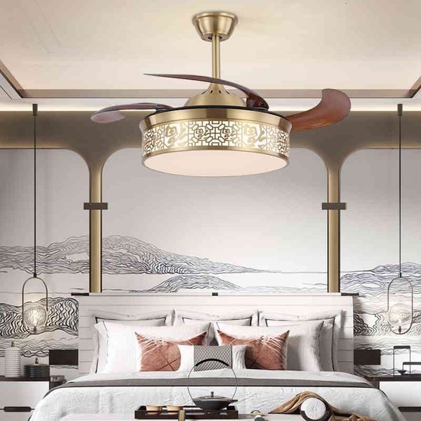 

pendant lamps all copper fan lamp ceiling living room household invisible with dining chinese