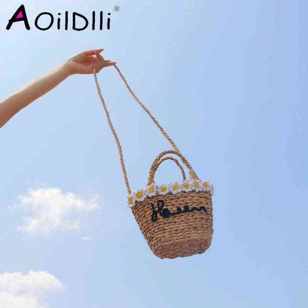 

shopping bags ins flower straw hand-woven hoist grass hand shoulder 220322