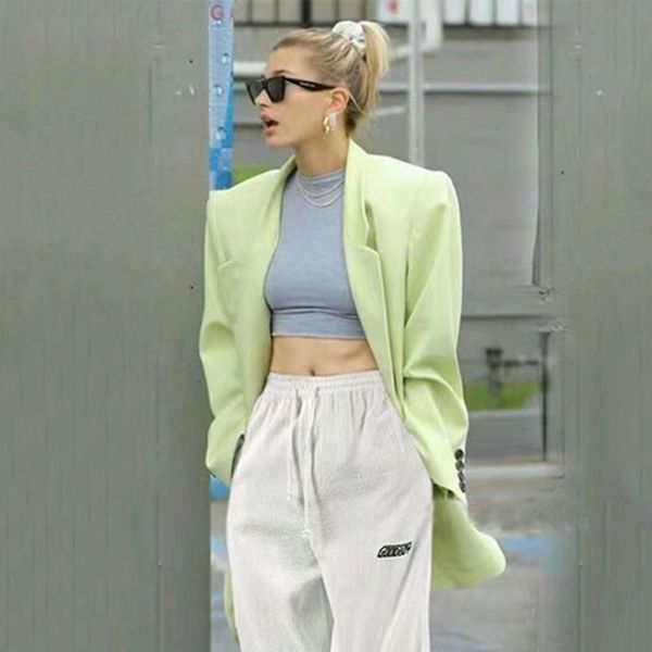 

t702 womens suits blazers tide brand retro fashion designer hayley star with fluorescent green series suit jacket slim plus, White;black