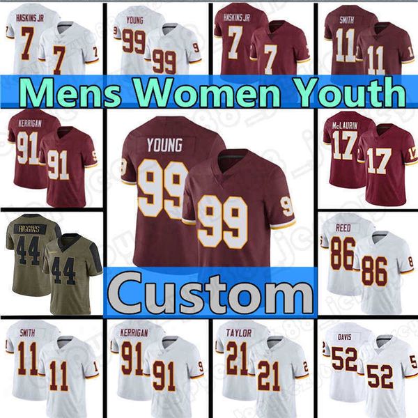

99 chase young 17 terry mclaurin taylor heinicke football antonio gibson ryan fitzpatrick alex smith team se''nfl''jerse, Black;red