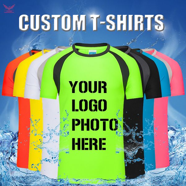 

custom sport t-shirt print po quick-drying fitness t-shirt breathable running t-shirt embroidered 220607, Black