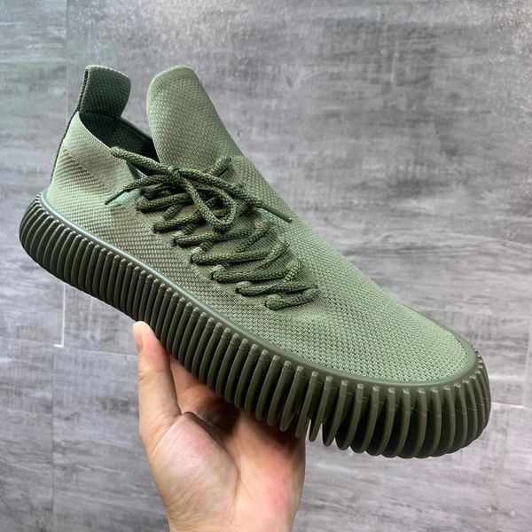 

ripple sneaker made in italy sneakers new women shoes low men calfskin suede mesh rubber outsole wave triangle tech knit slip-on sneaker 35-, Black