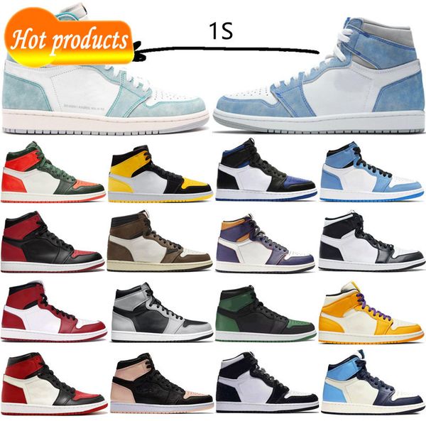 

2022 1s 1 basketball shoes og university blue men women twist dutch green pollen milan chicago seafoam dark mocha turbo green, Black