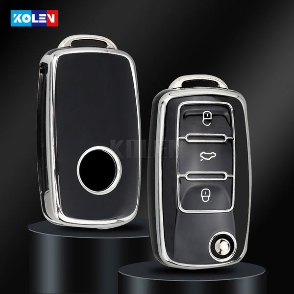 

tpu car flip key case cover shell for vw volkswagen polo golf passat beetle tiguan skoda octavia kodiaq seat leon altea keyless