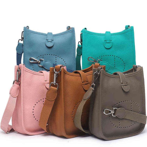 

h family calf leather evelyn bag mini fashion personalized one shoulder menger hollow bucket bag female