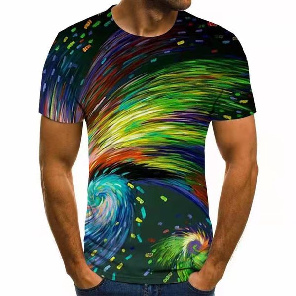 

men's t-shirts european and american tide youth t-shirt 3d digital print short sleeve crew neck t-shirt, White;black