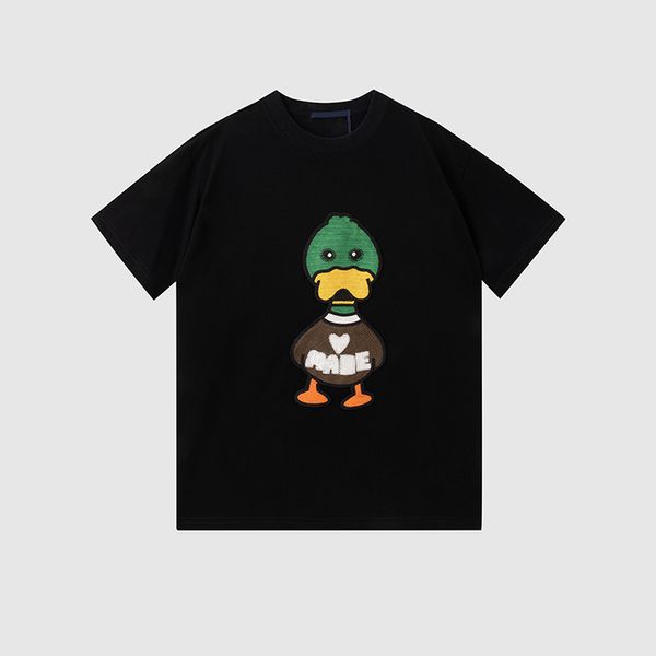 

mens designer t shirt wholesale embroidery craft ducks joint design shirts 100% cotton breathable tees black white clothing size s-xxl cloth, White;black