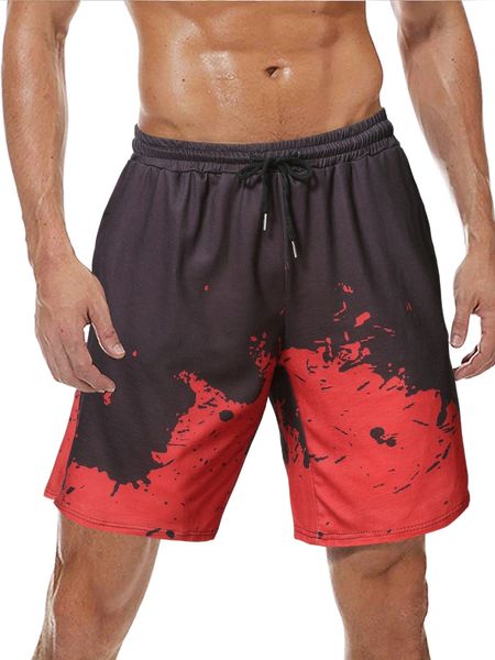 

men graphic print drawstring waist shorts 55zd#, White;black