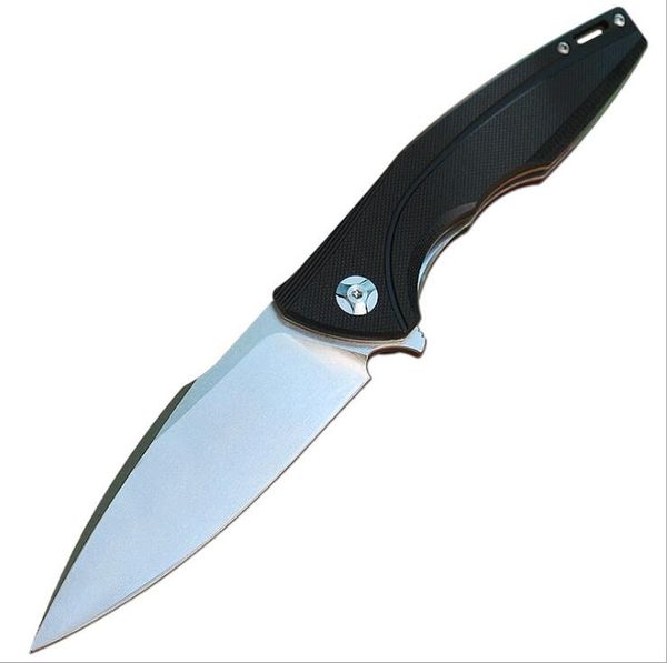 Flipper Pocket Folding Knife D2 Stone Wash Blade Schwarzer G10-Griff Kugellager EDC-Messer