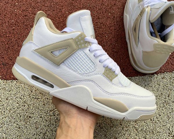 

version jumpman 4s basketball shoes 4 linen white boarder blue iight sand outdoor running trainers sports sneakers ship with box, Black