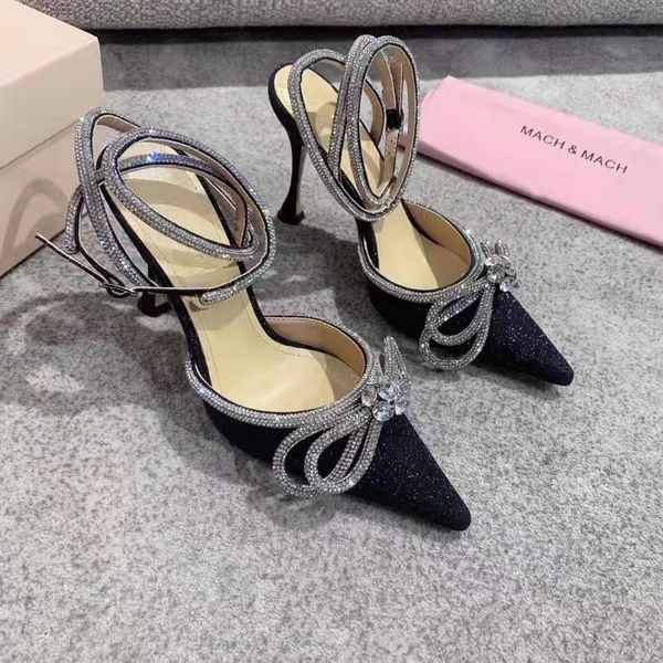 

fashion shoes mach designer mach pumps double crystal bow pointed toe black