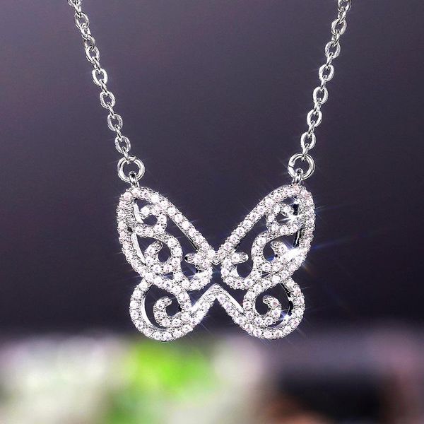 

pendant necklaces caoshi exquisite wedding engagement party jewelry for women elegant butterfly necklace daily collocation accessories, Silver