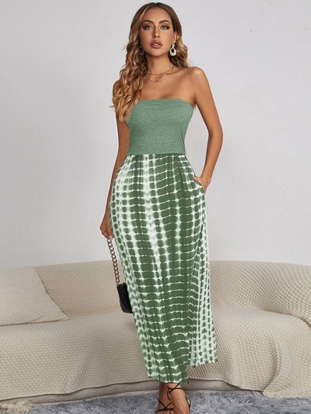 

solid tie dye tube dress 41xi#, Black;gray