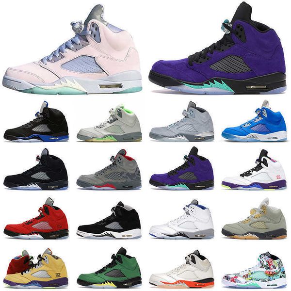 

men basketball shoes 5 5s easter shattered backboard bluebird green bean what the fire red mens trainers sports sneakers, Black