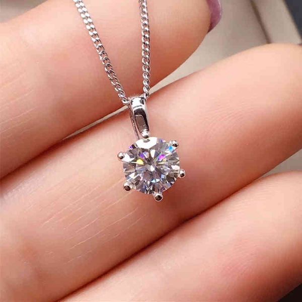 

1ct moissanite pendant 65mm vvs lab diamond necklace with certificate for women wedding party gift real 925 sterling silver, Golden