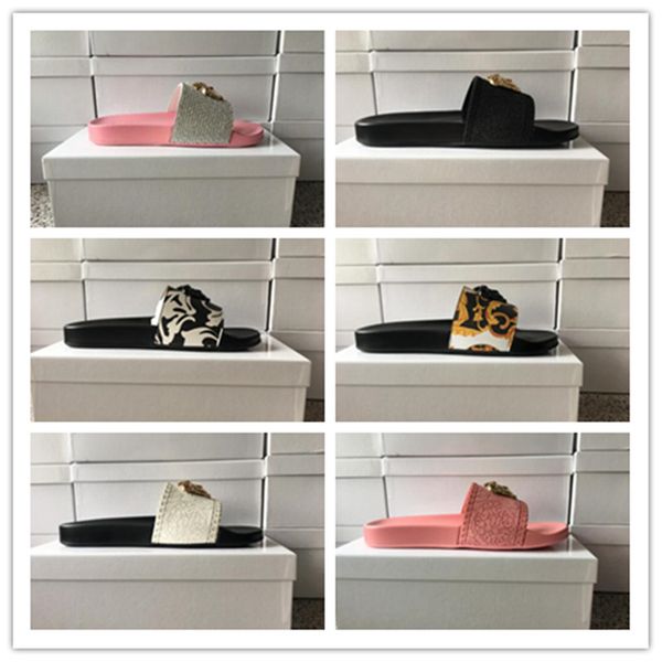 

luxury designer slipper summer sandals casual slippers home slippers beach indoor flat flip flops leather lady women and men fashion classic, Black