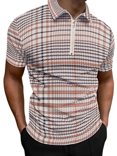 

men plaid print polo shirt a2mr#, White;black