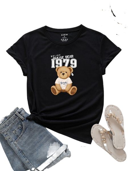 

bear and letter graphic tee j3wy#, White