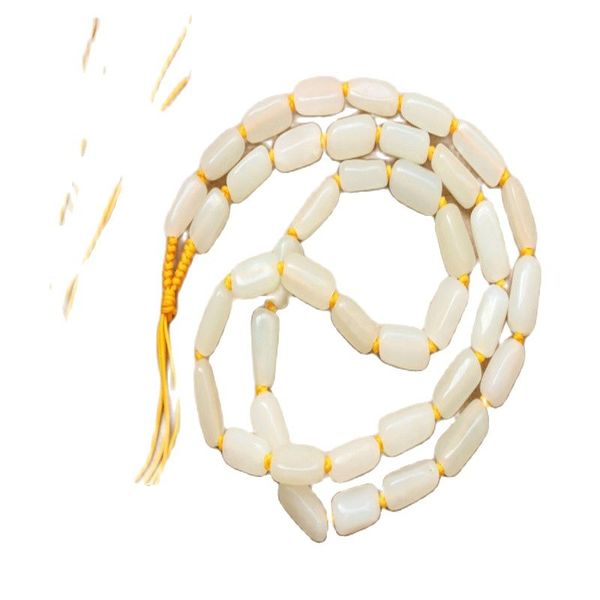 

natural seeds hetian jade seed carved white beads jade necklace rope, Silver